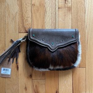 Tony Lama - leather / cow hair clutch/wristlet